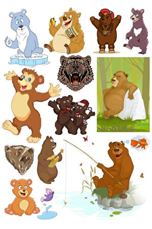 Ayı Sticker Set-4 13 Parça Telefon, Tablet, Defter, Laptop Sticker