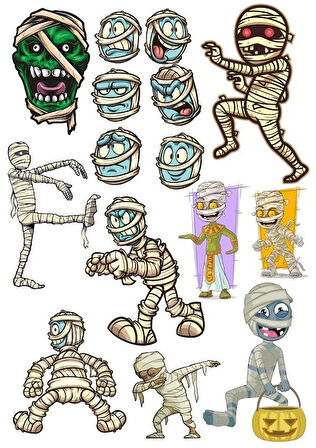 Mumya Sticker Set 13 Parça Telefon, Tablet, Defter, Laptop Sticker