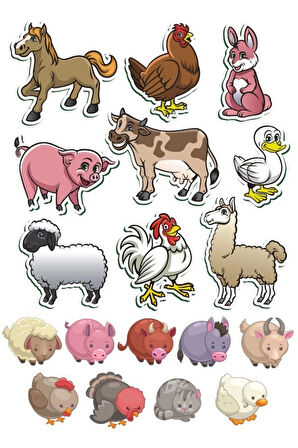 Hayvanlar Sticker Set-1 13 Parça Telefon, Tablet, Defter, Laptop Sticker
