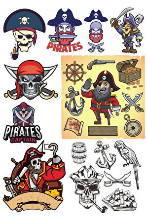 Korsan Kuru Kafa Sticker Set 15 Parça Telefon, Tablet, Defter, Laptop Sticker