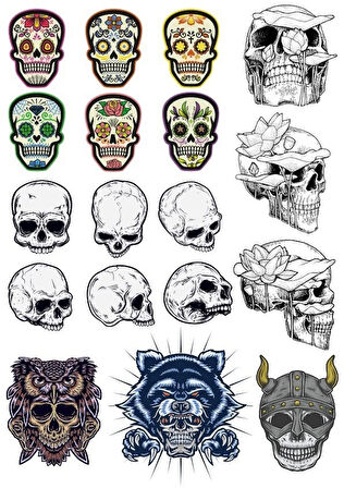 İskelet Sticker Set-5 18 Parça Telefon, Tablet, Defter, Laptop Sticker