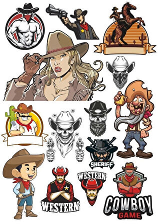 Cowboy Sticker-1 13 Parça Telefon, Tablet, Defter, Laptop Sticker