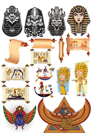 Mısır Temalı Sticker Set-2 13 Parça Telefon, Tablet, Defter, Laptop Sticker