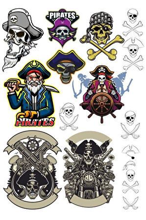 Kuru Kafa Korsan Sticker-1 13 Parça Telefon, Tablet, Defter, Laptop Sticker