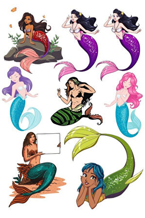 Deniz Kızı Sticker Set-1 9 Parça Telefon, Tablet, Defter, Laptop Sticker