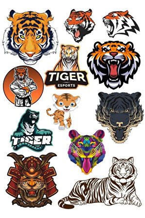Tiger Kaplan Sticker Set-1 13 Parça Telefon, Tablet, Defter, Laptop Sticker
