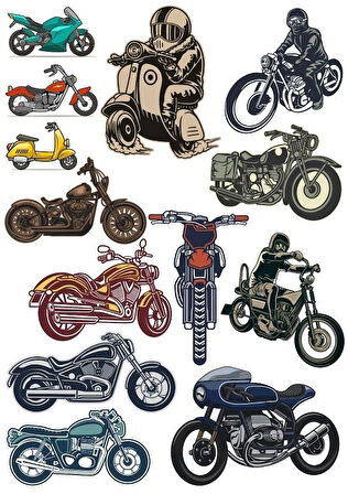 Motorcu Motorlar Sticker Set 15 Parça Telefon, Tablet, Defter, Laptop Sticker