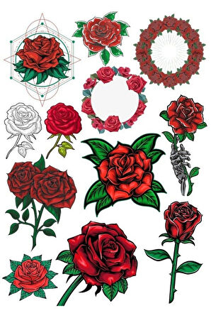 Gül Sticker Set 15 Parça Telefon, Tablet, Defter, Laptop Sticker