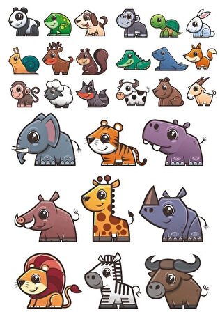 Sevimli Hayvanlar Sticker Set-2 27 Parça Telefon, Tablet, Defter, Laptop Sticker