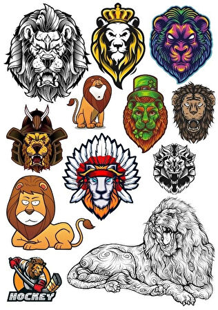 Aslan Sticker Set-6 12 Parça Telefon, Tablet, Defter, Laptop Sticker