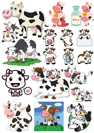 İnek Sticker Set-2 19 Parça Telefon, Tablet, Defter, Laptop Sticker