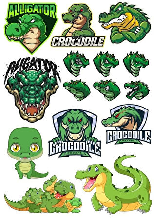 Timsah Sticker Set-4 13 Parça Telefon, Tablet, Defter, Laptop Sticker