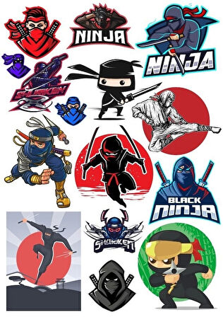 Ninja Sticker Set-1 13 Parça Telefon, Tablet, Defter, Laptop Sticker