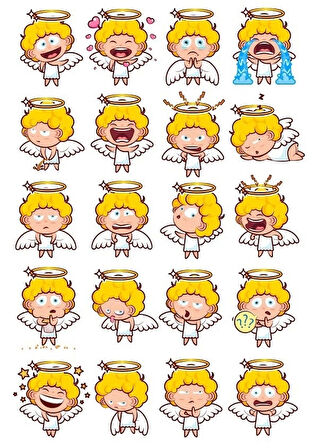 Melek Çocuk Sticker Set 20 Parça Telefon, Tablet, Defter, Laptop Sticker