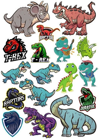 Dino Dinazro Sticker Set-1 9 Parça Telefon, Tablet, Defter, Laptop Sticker