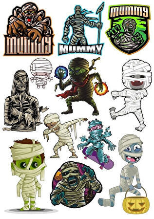 Mumya Sticker Set-2 9 Parça Telefon, Tablet, Defter, Laptop Sticker