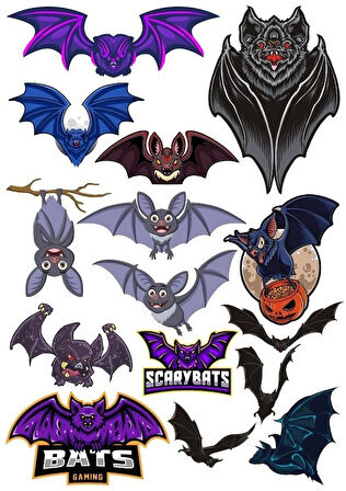 Yarasa Sticker Set 13 Parça Telefon, Tablet, Defter, Laptop Sticker