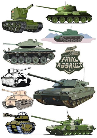 Tank Sticker Set-2 11 Parça Telefon, Tablet, Defter, Laptop Sticker
