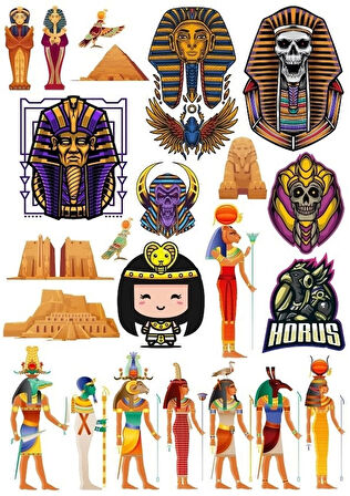 Mısır Temalı Sticker Set-4 15 Parça Telefon, Tablet, Defter, Laptop Sticker