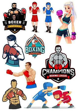 Şampiyon Box Sticker Set 10 Parça Telefon, Tablet, Defter, Laptop Sticker