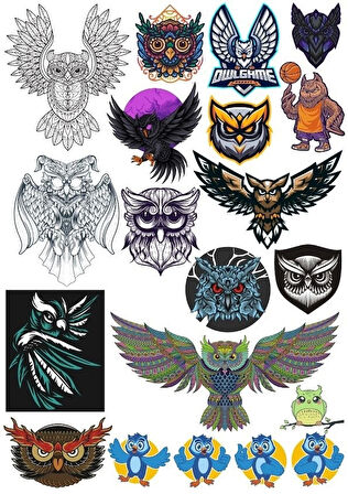 Baykuş OWL Sticker Set-11 15 Parça Telefon, Tablet, Defter, Laptop Sticker