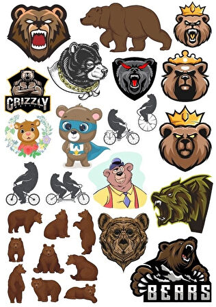 Ayı Sticker Set-10 15 Parça Telefon, Tablet, Defter, Laptop Sticker