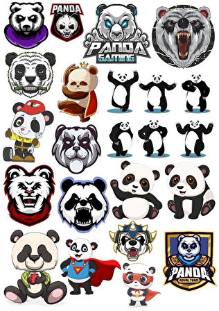 Panda Sticker Set-13 21 Parça Telefon, Tablet, Defter, Laptop Sticker