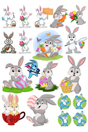 Tavşan Sticker Set-10 25 Parça Telefon, Tablet, Defter, Laptop Sticker