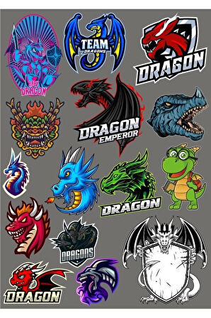 Dragon Ejderha Sticker Set 13 Parça Telefon, Tablet, Defter, Laptop Sticker