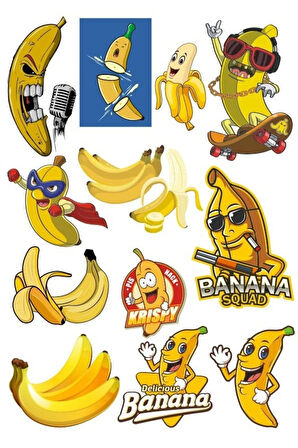 Muz Sticker Set-1 13 Parça Telefon, Tablet, Defter, Laptop Sticker