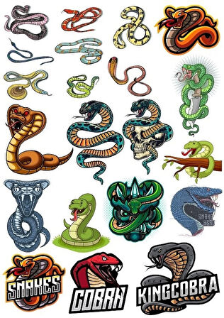 Yılan Cobra Sticker-2 17 Parça Telefon, Tablet, Defter, Laptop Sticker