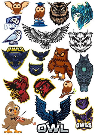 Baykuş OWL Sticker Set-12 20 Parça Telefon, Tablet, Defter, Laptop Sticker