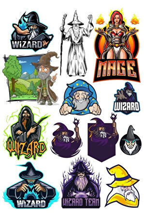 Büyücü Mage Sticker Set 13 Parça Telefon, Tablet, Defter, Laptop Sticker
