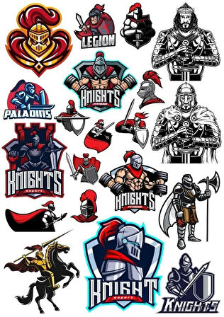 Knight Şövalye Sticker Set-10 25 Parça Telefon, Tablet, Defter, Laptop Sticker