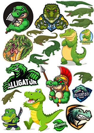 Timsah Sticker Set-11 17 Parça Telefon, Tablet, Defter, Laptop Sticker