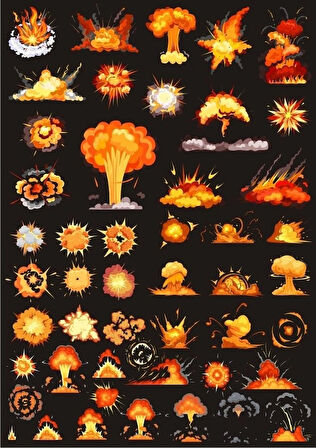 Patlamalar Sticker Set-2 20 Parça Telefon, Tablet, Defter, Laptop Sticker