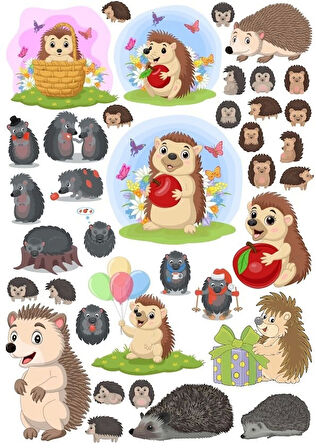 Kirpi Sticker Set 20 Parça Telefon, Tablet, Defter, Laptop Sticker