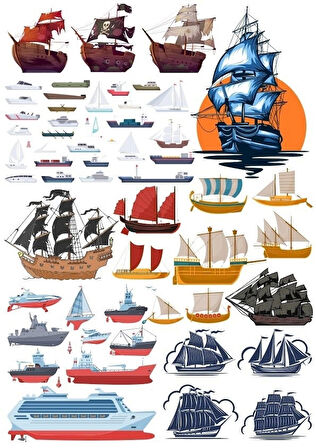 Gemi Sticker Set-2 25 Parça Telefon, Tablet, Defter, Laptop Sticker