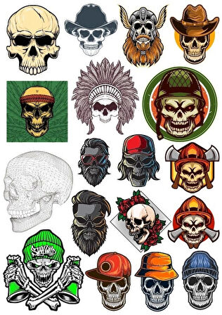 Kurukafa Sticker Set-16 17 Parça Telefon, Tablet, Defter, Laptop Sticker