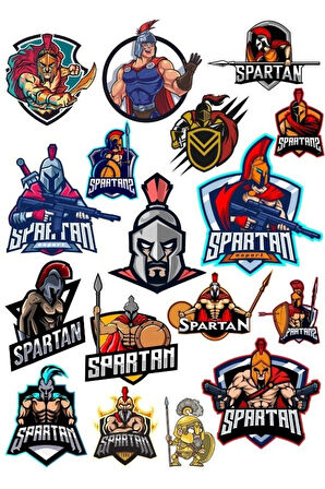 Spartan Savaşçı Sticker Set-3 17 Parça Telefon, Tablet, Defter, Laptop Sticker