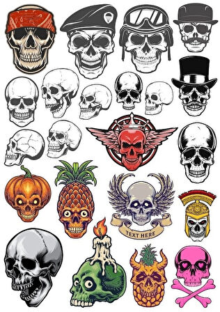 İskelet Sticker Set-13 25 Parça Telefon, Tablet, Defter, Laptop Sticker