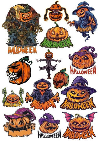 Happy Hallowen Sticker Set 14 Parça Telefon, Tablet, Defter, Laptop Sticker