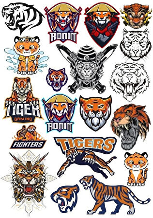 Tiger Kaplan Sticker Set-3 15 Parça Telefon, Tablet, Defter, Laptop Sticker