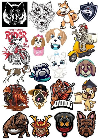 Köpek Sticker Set 16 20 Parça Telefon, Tablet, Defter, Laptop Sticker