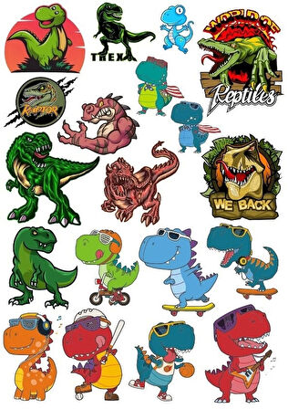Dinozor Sticker Set 13 16 Parça Telefon, Tablet, Defter, Laptop Sticker