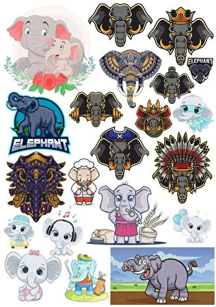 Fil Sticker Set 2 20 Parça Telefon, Tablet, Defter, Laptop Sticker