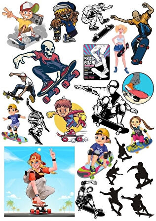 Kaykay Sticker Set 25 Parça Telefon, Tablet, Defter, Laptop Sticker