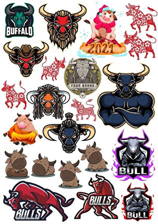 Boğa Sticker Set 20 Parça Telefon, Tablet, Defter, Laptop Sticker