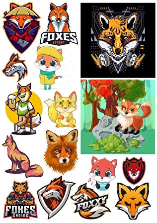 Tilki Sticker Set 5 15 Parça Telefon, Tablet, Defter, Laptop Sticker