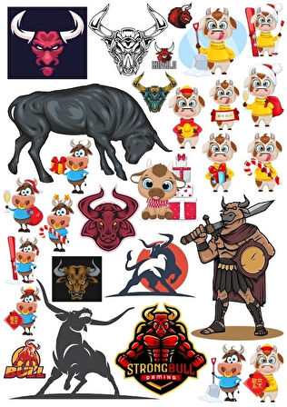 Boğa Sticker Set 11 25 Parça Telefon, Tablet, Defter, Laptop Sticker
